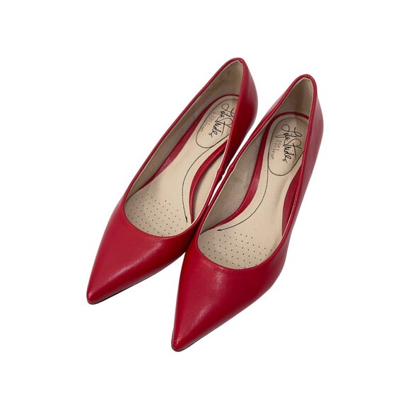 Life Stride Red Faux Leather Kitten Heel Pointed Toe Pumps SZ 6M - Picture 13 of 15